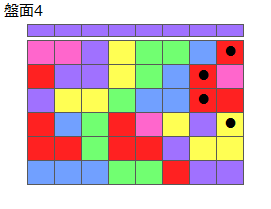 連鎖のタネ1
ネクスト紫
最大なぞり消し5個
同時消し係数1倍
盤面4
特殊なぞり