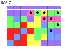 連鎖のタネ1
ネクスト紫
最大なぞり消し8個
同時消し係数1倍
盤面7
特殊なぞり
