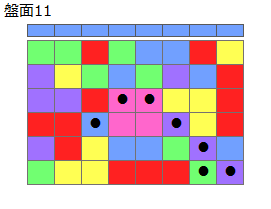 連鎖のタネ2
ネクスト青
最大なぞり消し12個
同時消し係数4倍
盤面11
特殊なぞり