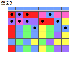 連鎖のタネ2
ネクスト青
最大なぞり消し12個
同時消し係数4倍
盤面3
特殊なぞり
