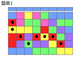 連鎖のタネ2
ネクスト青
最大なぞり消し8個
同時消し係数1倍
盤面1
特殊なぞり