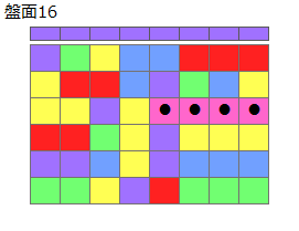 連鎖のタネ2
ネクスト紫
最大なぞり消し5個
同時消し係数1倍
盤面16
特殊なぞり