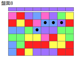 連鎖のタネ2
ネクスト紫
最大なぞり消し5個
同時消し係数1倍
盤面8
特殊なぞり