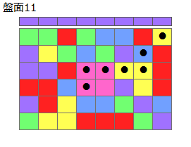 連鎖のタネ2
ネクスト紫
最大なぞり消し8個
同時消し係数1倍
盤面11
特殊なぞり