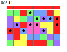 連鎖のタネ2
ネクスト赤
最大なぞり消し12個
同時消し係数4倍
盤面11
特殊なぞり