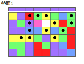とくべつルール2
ネクスト紫
最大なぞり消し13個
同時消し係数6.5倍
盤面1
特殊なぞり