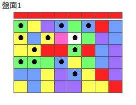 とくべつルール5
ネクスト赤
最大なぞり消し12個
同時消し係数6.5倍
盤面1
特殊なぞり