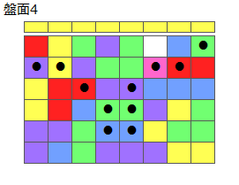 とくべつルール5
ネクスト黄
最大なぞり消し12個
同時消し係数6.5倍
盤面4
特殊なぞり